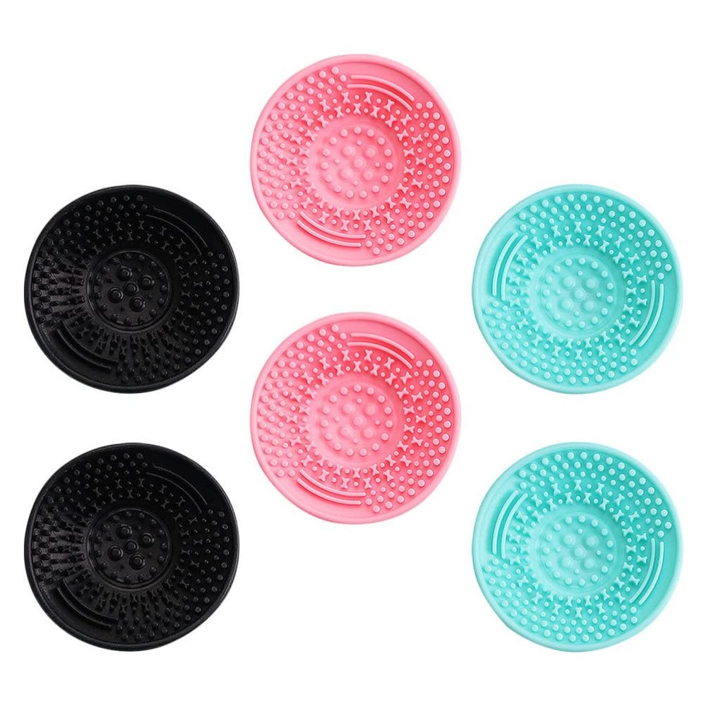 Beaupretty 6pcs Handheld Brush Cleaning Cups Makeup Brush Rinsing Cushions for Efficient Cleaning Portable Silicone Mats for Home Travel Use