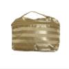 5" X 8" Satin Stripe Pattern Zipper Cosmetic Bag w/ Handle (Beige) view 1