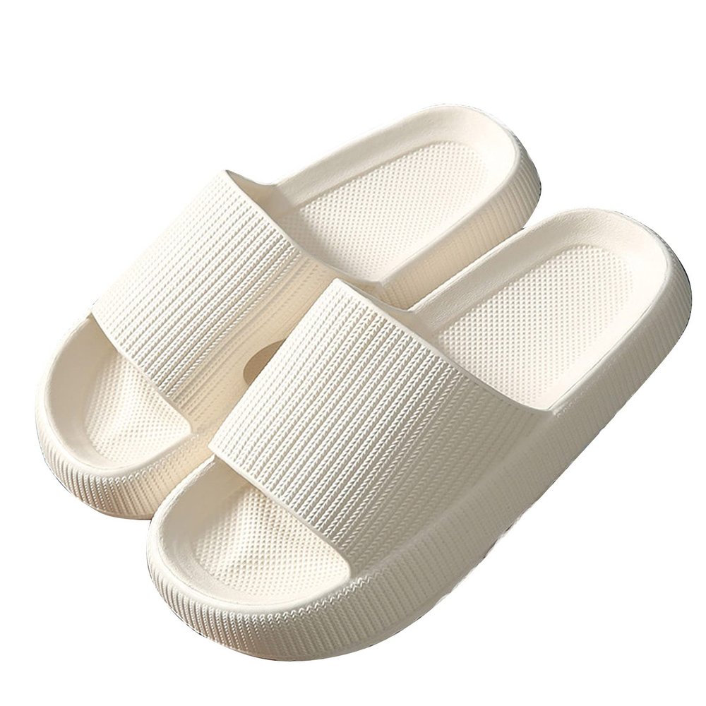 Pillow Sandals Women Massage Shower Bathroom 2021 Summer Non-Slip Quick Drying Open Toe Platform Casual Slipperswhite-EU44/45Women'sUS11.5-12/Men'sUS10-11