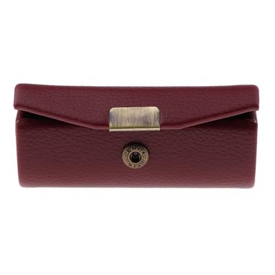 Easnea Retro Style Leather Lipstick Case Holder Storage Box with Mirror for Purse (10 Colors for Choose) - Wine Red, 9 cm