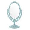 AKOAK 1 Pack Desktop Makeup Mirror, Oval Desk Makeup Mirror, Double-Sided 360-degree Rotating Makeup Mirror Bathroom Bedroom Makeup Mirror, Travel Mirror Suitable for Women (Blue) view 2