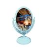 AKOAK 1 Pack Desktop Makeup Mirror, Oval Desk Makeup Mirror, Double-Sided 360-degree Rotating Makeup Mirror Bathroom Bedroom Makeup Mirror, Travel Mirror Suitable for Women (Blue) view 3