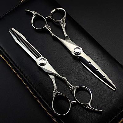 Professional Hair Cutting Shears, Professional Japan 9cr steel 6 inch upscale matte hair scissors haircut thinning barber hair cutting shears hairdressing scissors (Color : Set with bag)