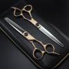 Professional Hair Cutting Shears, Professional Japan 440c 7inch Rose gold hair scissors cutting barber haircut thinning shears Hairdresser scissors (Color : Set with bag) view 1
