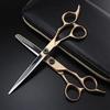 Professional Hair Cutting Shears, Professional Japan 440c 7inch Rose gold hair scissors cutting barber haircut thinning shears Hairdresser scissors (Color : Set with bag) view 2