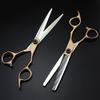 Professional Hair Cutting Shears, Professional Japan 440c 7inch Rose gold hair scissors cutting barber haircut thinning shears Hairdresser scissors (Color : Set with bag) view 3