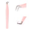 Lash Tweezers for Eyelash Extensions for Volume and Lighter Mega Volume Fans Professional Precision Stainless Steel Lash Extension Tweezers Curved Boot Angled Tips view 1