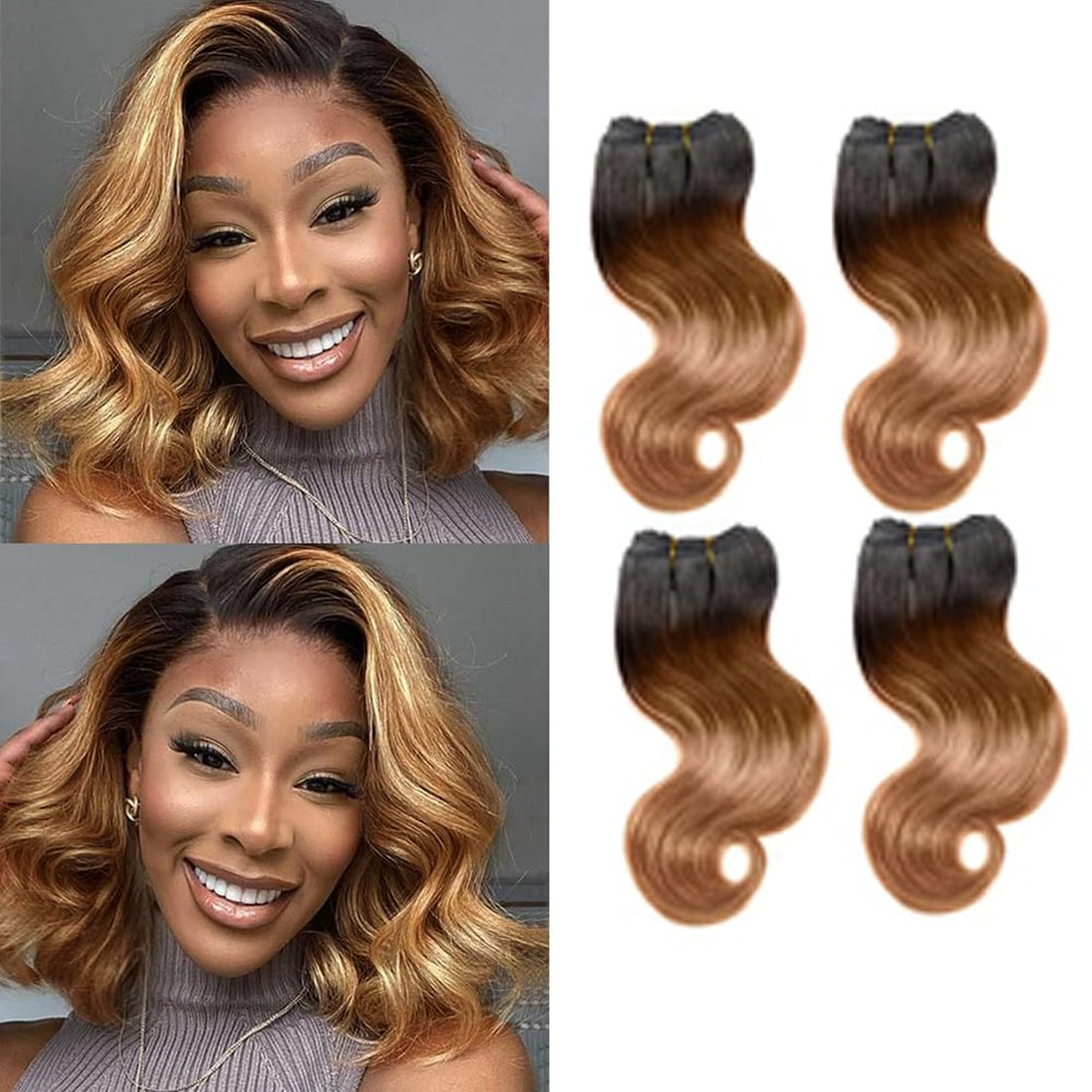 Ombre Human Hair Bundles Body Wave 4 bundle human hair 12A Virgin Unprocessed Human Hair Short Bundles Ombre Blonde Bundles(88881B/30)