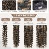 Fashion Icon Deep Wave Clip in Hair Extension Natural Black Highlighted Caramel Blonde Ombre Hair Extensions Clip in Human Hair Feeling Synthetic For Women 24 Inch(P1B/27) view 3