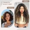 Fashion Icon Deep Wave Clip in Hair Extension Natural Black Highlighted Caramel Blonde Ombre Hair Extensions Clip in Human Hair Feeling Synthetic For Women 24 Inch(P1B/27) view 4