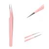 Eyelash Extension Tweezers FADLASH Tweezers Precision Slanted Straight Tip for Isolation & Classic Lash Extensions Pointed Lash Tweezers for Eyelash Extensions Pink view 1