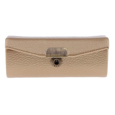 Easnea Retro Style Leather Lipstick Case Holder Storage Box with Mirror for Purse (10 Colors for Choose) - Champagne, 9 cm