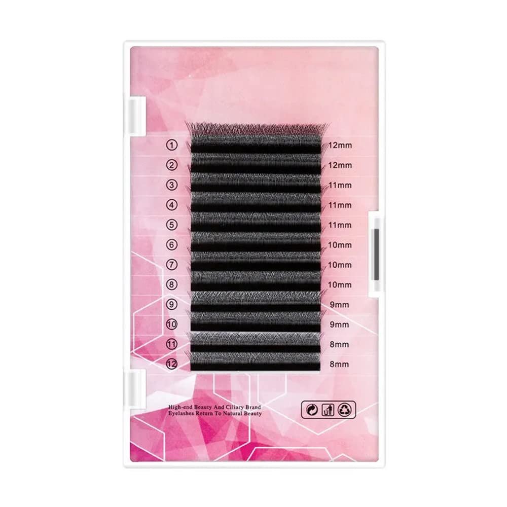 3D/4D/5D W Type Eyelash Extension 4D Curl Premade 0.05mm C Curl Individual Eyelashes 8-12mm Hybrid Artificial Mink Eyelashes Automatic Bloom Eyelashes(12mm, 4D W-Shape-0.05-C)