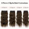 KooKaStyle Clip in Synthetic Hair Extensions Long Wavy 4PCS Thick Hairpieces Chestnut Brown Fiber Double Weft Natural Hair Extensions 16 Inch for Women view 2