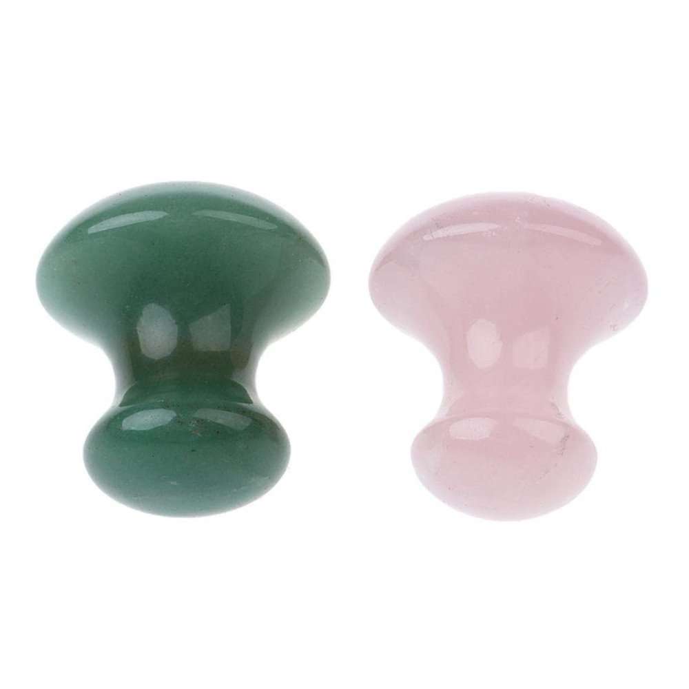 Facial Massage Gua Sha Tools, 2 Pieces, Rose Quartz and Green Facial Jade Stone, Natrual Anti-Aging Skin Rejuvenation
