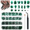 qiipii 4080Pcs Emerald Green Nail Rhinestones K9 Glass Crystal Flat Back Rhinestones Nail Charms Stones Multi Shapes Big Gems Round Beads Nail Art Diamonds jewels for Nails Face Eyes Makeup Crafts DIY view 1
