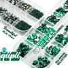 qiipii 4080Pcs Emerald Green Nail Rhinestones K9 Glass Crystal Flat Back Rhinestones Nail Charms Stones Multi Shapes Big Gems Round Beads Nail Art Diamonds jewels for Nails Face Eyes Makeup Crafts DIY view 2