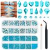 qiipii 4080Pcs Aquamarine Nail Rhinestones Water Blue Stones for Nails Nail Charms K9 Glass Flatback Gems Lake Blue Round Diamonds jewels Crystals Charms Supplies for Nails Faces Eyes Makeup Crafts view 1