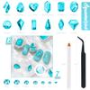 qiipii 4080Pcs Aquamarine Nail Rhinestones Water Blue Stones for Nails Nail Charms K9 Glass Flatback Gems Lake Blue Round Diamonds jewels Crystals Charms Supplies for Nails Faces Eyes Makeup Crafts view 3