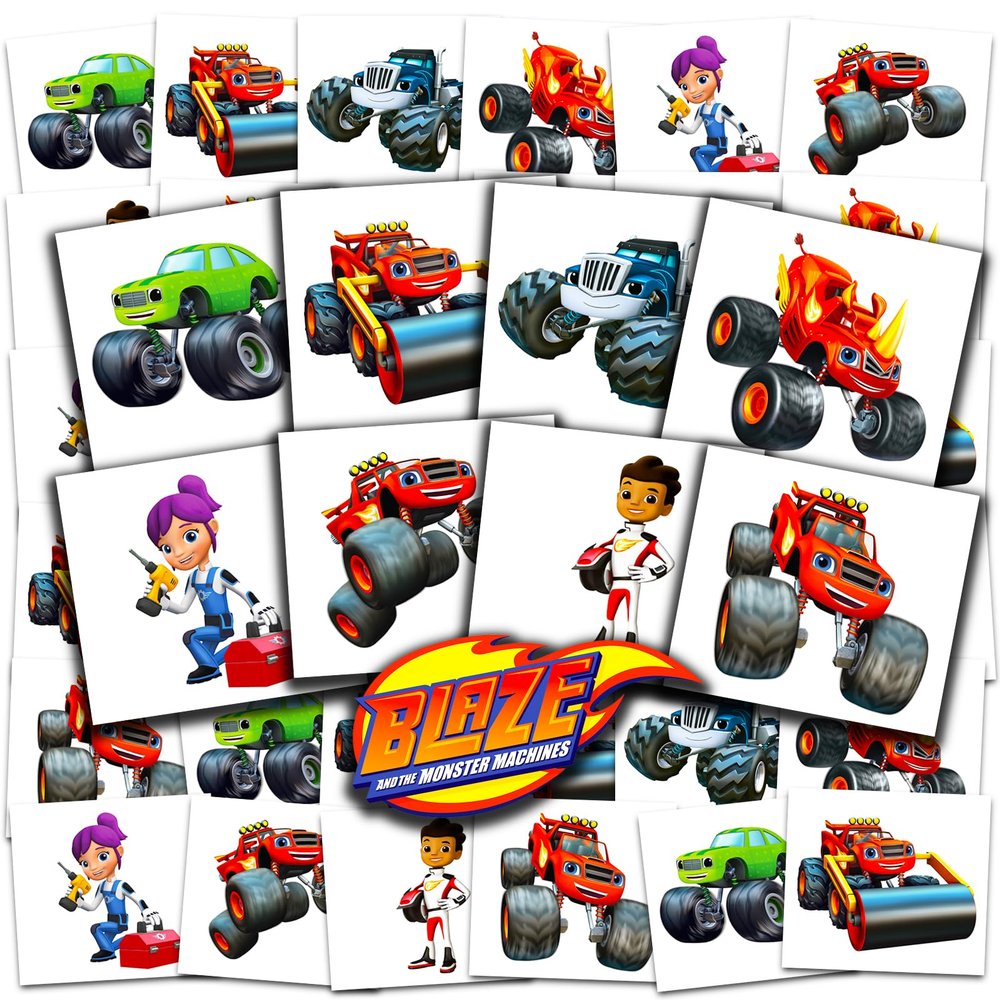 Blaze and the Monster Machines Tattoos Party Favors Bundle ~ 70+ Perforated Individual 2" x 2" Blaze Temporary Tattoos for Kids Boys Girls (Blaze Party Supplies MADE IN USA)