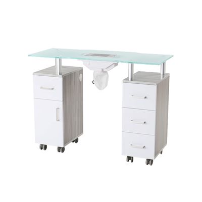 DERMALOGIC Manicure Table GLASGLOW Light Wood Salon Nail Table Salon Furniture & Equipment