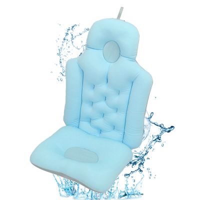 and Blue Bathtub Cushion, Soft Breathable Folding Headrest Back Support for Home and Salon, Bath Pillow Cushion for Adults Spa (Blue)
