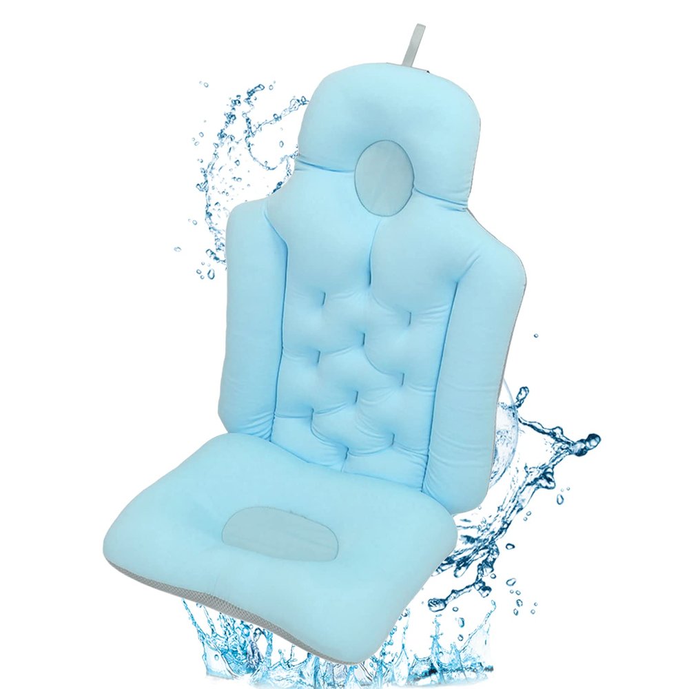 and Blue Bathtub Cushion, Soft Breathable Folding Headrest Back Support for Home and Salon, Bath Pillow Cushion for Adults Spa (Blue)