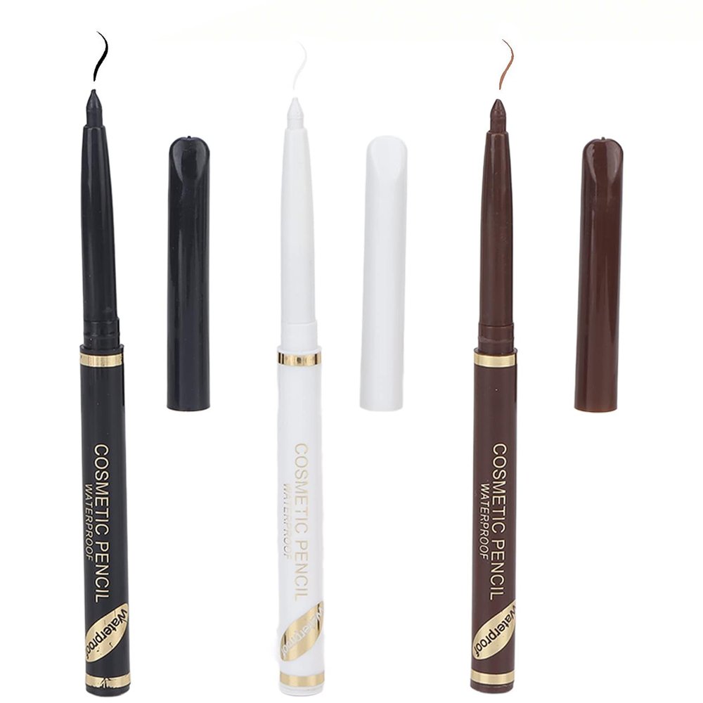 Beard Filler Pen, 3 Pieces Beard Contour Pencils, Enhance and Color Facial Hair (White, Black, Brown)