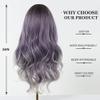 Esmee 24 Inches Long Wavy Ombre Purple to Grey Wigs for Women Natural Synthetic Hair Heat Resistant Ombre Wigs with Bangs for Daily Party Cosplay Use view 4