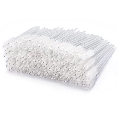 200 Pcs Disposable Mascara Wands, Crystal Spoolies Brush for Eyelash Extensions, Spooly Eyelash Eyebrow Brushes Lash Wand Applicator Makeup Kits (White)