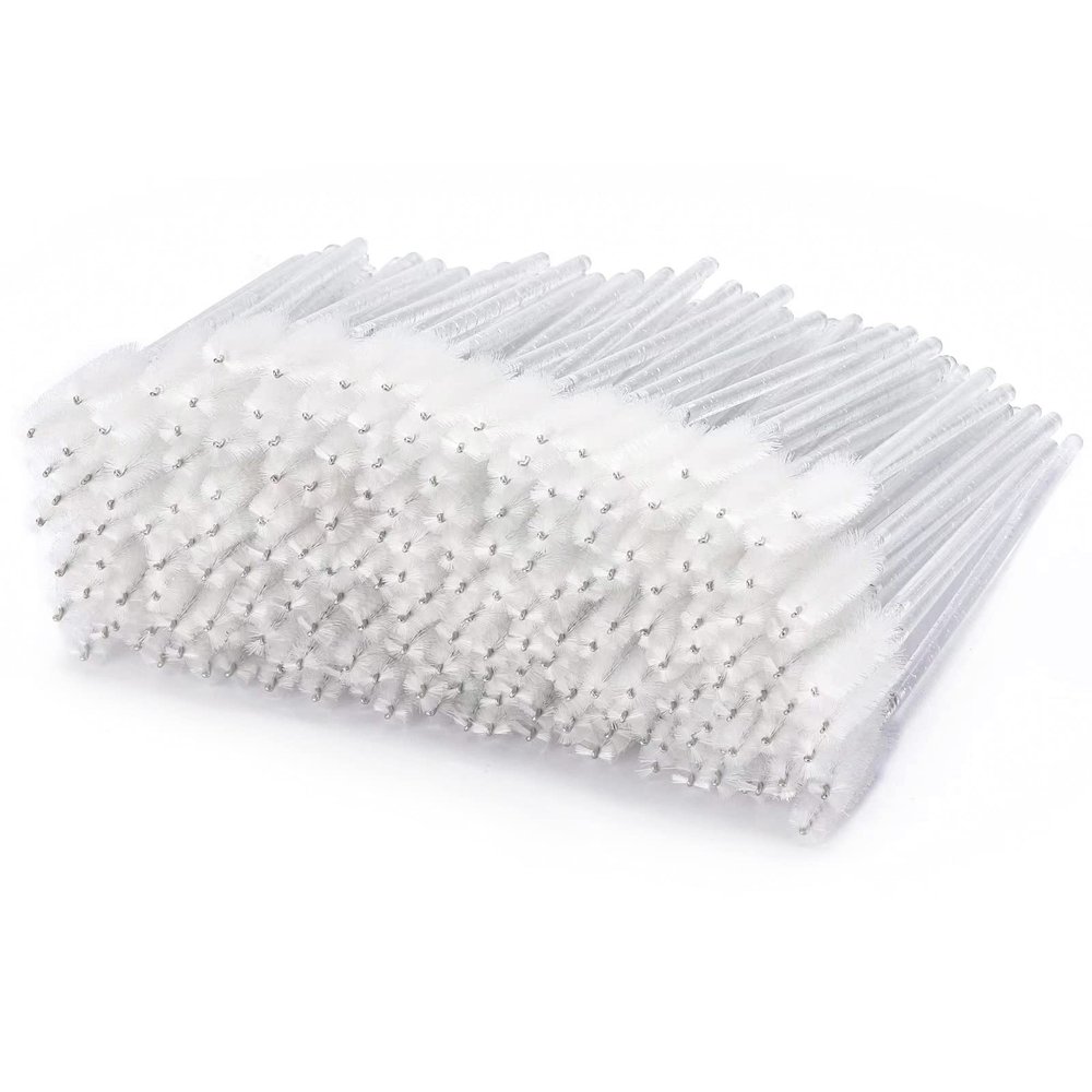 200 Pcs Disposable Mascara Wands, Crystal Spoolies Brush for Eyelash Extensions, Spooly Eyelash Eyebrow Brushes Lash Wand Applicator Makeup Kits (White)