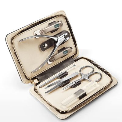 WMYDNX Professional Manicure Set- 7 in 1 Stainless Steel Nail Care Set Pedicure Set Nail Scissors Thick Nail Scissors with Cuticle Trimmer Safe (Color : Gray)