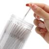 100 Pcs Disposable Mascara Wands, Crystal Eyebrow Spoolies Brush for Eyelash Extensions, Lash Brushes with Container (White) view 4