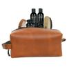 cuero Leather Buffalo DoppKit Toiletry Travel Unisex Toiletry Cosmetic Pouch Shaving Kit Men Women (TAN) view 3