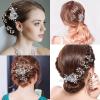 5 Pcs Wedding Hair Comb Crystal Bride Wedding Hair Comb Silver Bridal Pieces Pearl Rhinestone Bridal Accessories for Brides Women view 3