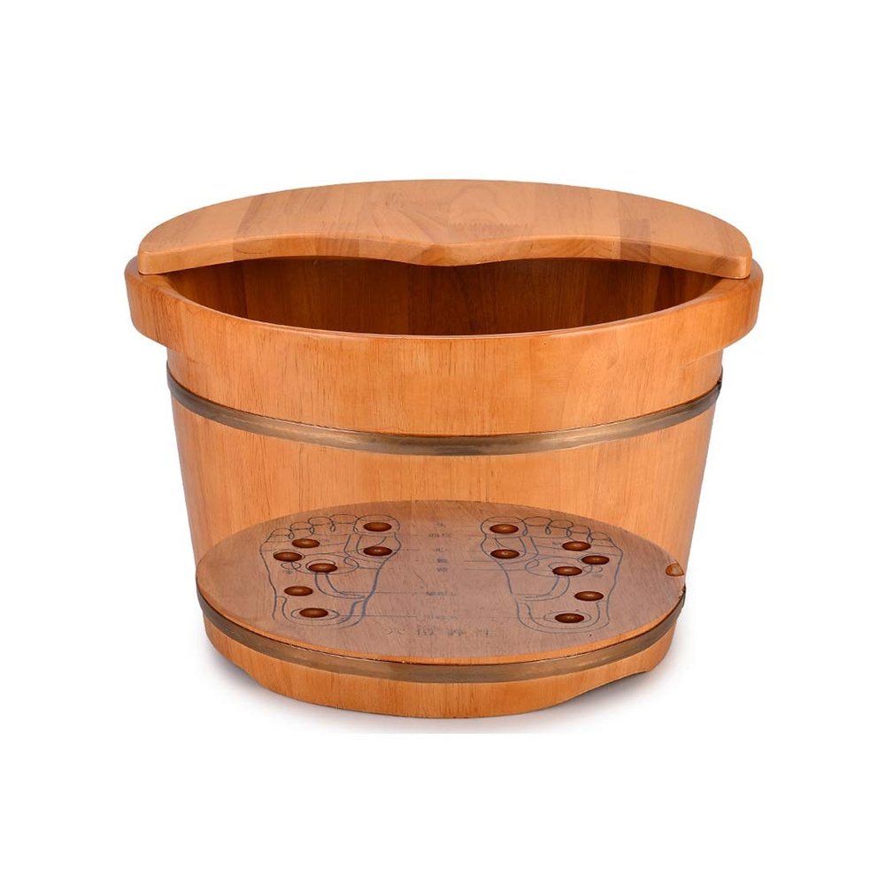 Foot Tub Wooden Foot Basin Footbath,Oak Foot Bath Barrel,Pedicure Bowl Spa Massage Wooden Foot Basin,Foot Bath Barrel Massage Durable Heightening Foot Tub foot Bath Wooden Bucket Foot Spa Household Wa