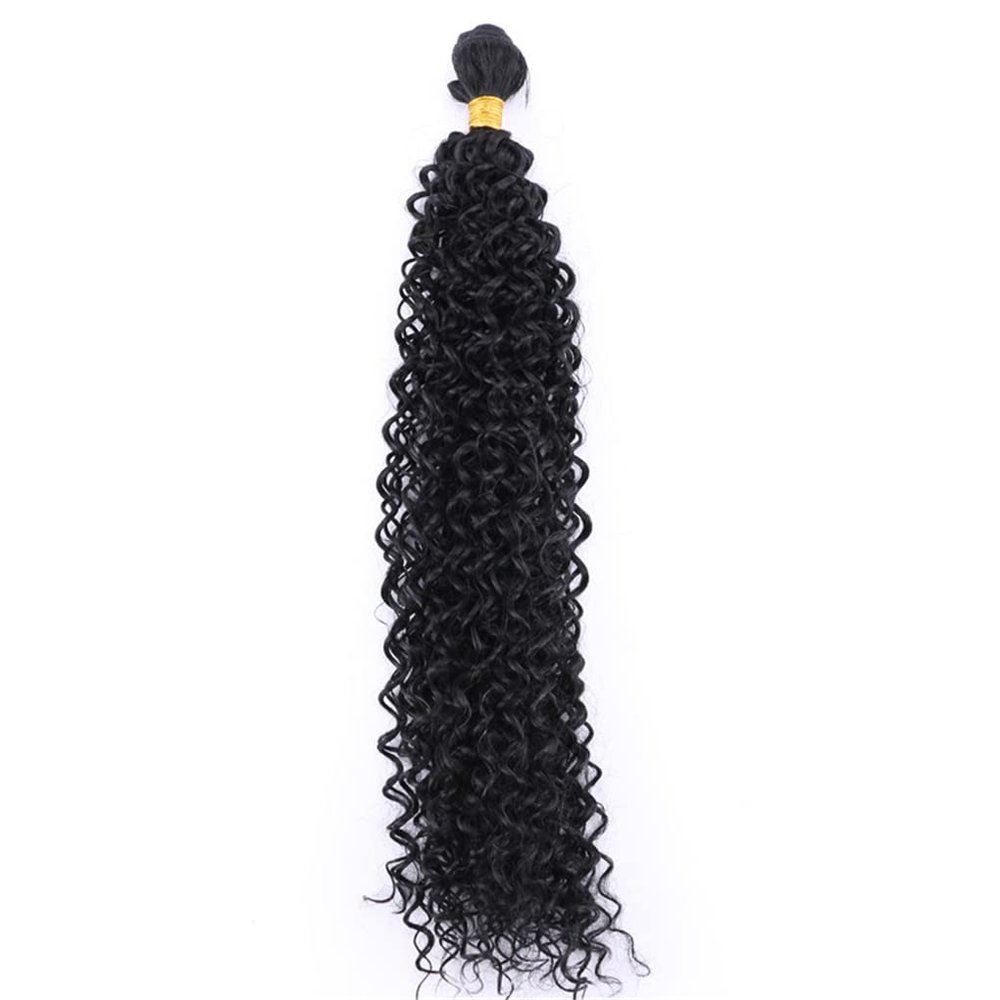 100 Gram 1 Piece Kinky Curly High Temperature Synthetic Hair Extensions Hair Weaving #1B 12inches
