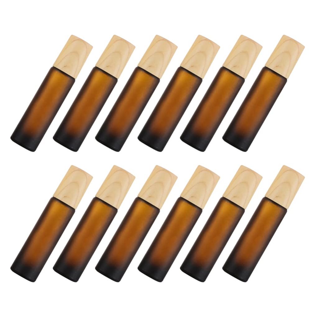 KALLORY Glass Roll on Bottle Essential Oil Roller Bottles Empty Roller Bottles Empty Roller Ball Bottle Essential Oil Bottle 10ml (12 Pcs)