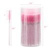 100 Pcs Disposable Mascara Wands, Crystal Eyebrow Spoolies Brush for Eyelash Extensions, Pink Lash Brushes with Container view 2