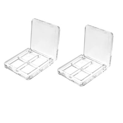 AKOAK 2 Pcs Empty Makeup Board, Lipstick Palette, Refillable Eyeshadow Storage Box, 4 Grids Eyeshadow Lipstick Tray, Plastic Clear Makeup Tray, DIY Makeup Foundation Blush Eyebrow Powder Container