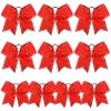 DEEKA 10 PCS 8" Rhinestones Large Cheer Hair Bows Glitter Cheer Ponytail Holder Handmade for Teen Girls Softball Cheerleader Sports -Red view 1