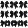 DEEKA 10 PCS 8" Rhinestones Large Cheer Hair Bows Glitter Cheer Ponytail Holder Handmade for Teen Girls Softball Cheerleader Sports -Black view 1