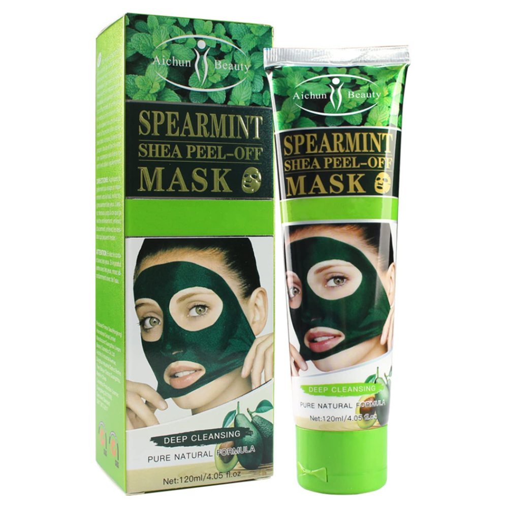 AICHUN BEAUTY Peel-Off Facial Mask Deep Cleansing Oil & Dirt Pores Face Skin Recover Vitamin A & E 120ml/4.05fl.oz (SPEARMINT SHEA PEEL-OFF MASK)