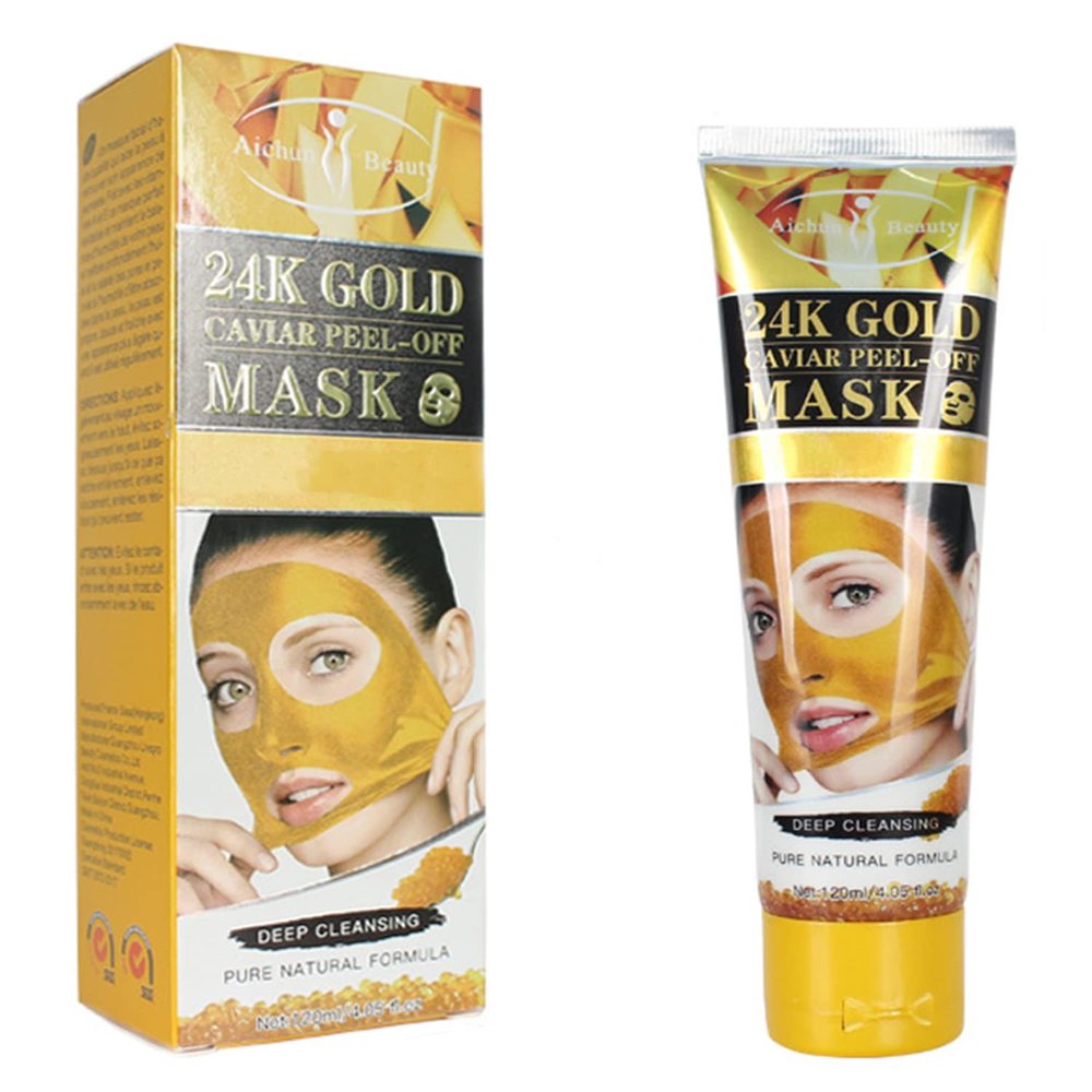AICHUN BEAUTY Peel-Off Facial Mask Deep Cleansing Oil & Dirt Pores Face Skin Recover Vitamin A & E 120ml/4.05fl.oz (24K GOLD CAVIAR PEEL-OFF MASK)