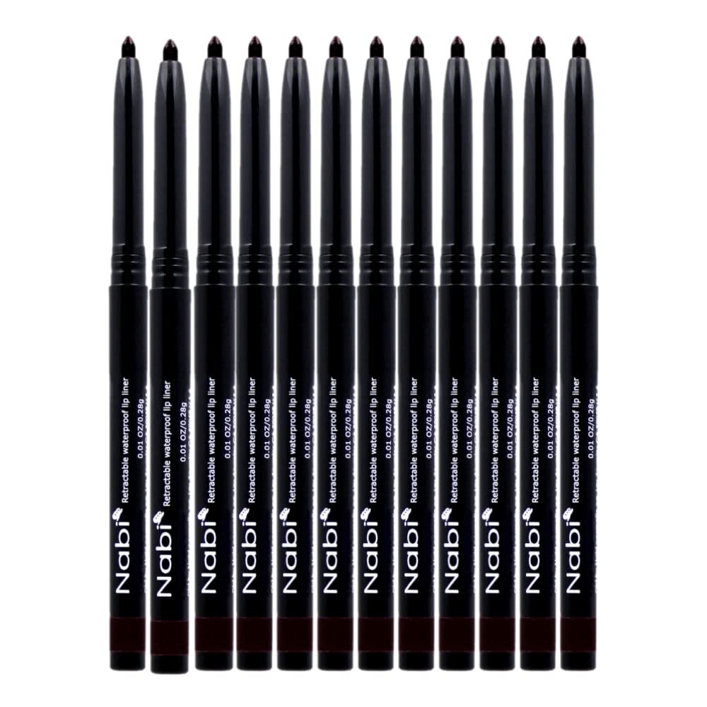 Beauty Spot (12pcs) Nabi Retractable Waterproof Eyeliner Pencil - Long Lasting Fade Resistant Formula - Quick Makeup Remover (Black)