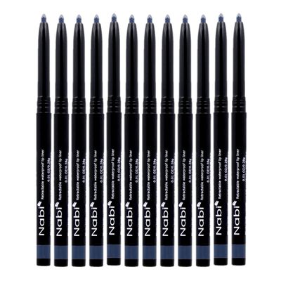 Beauty Spot (12pcs) Nabi Retractable Waterproof Eyeliner Pencil - Long Lasting Fade Resistant Formula - Quick Makeup Remover (Navy Blue)