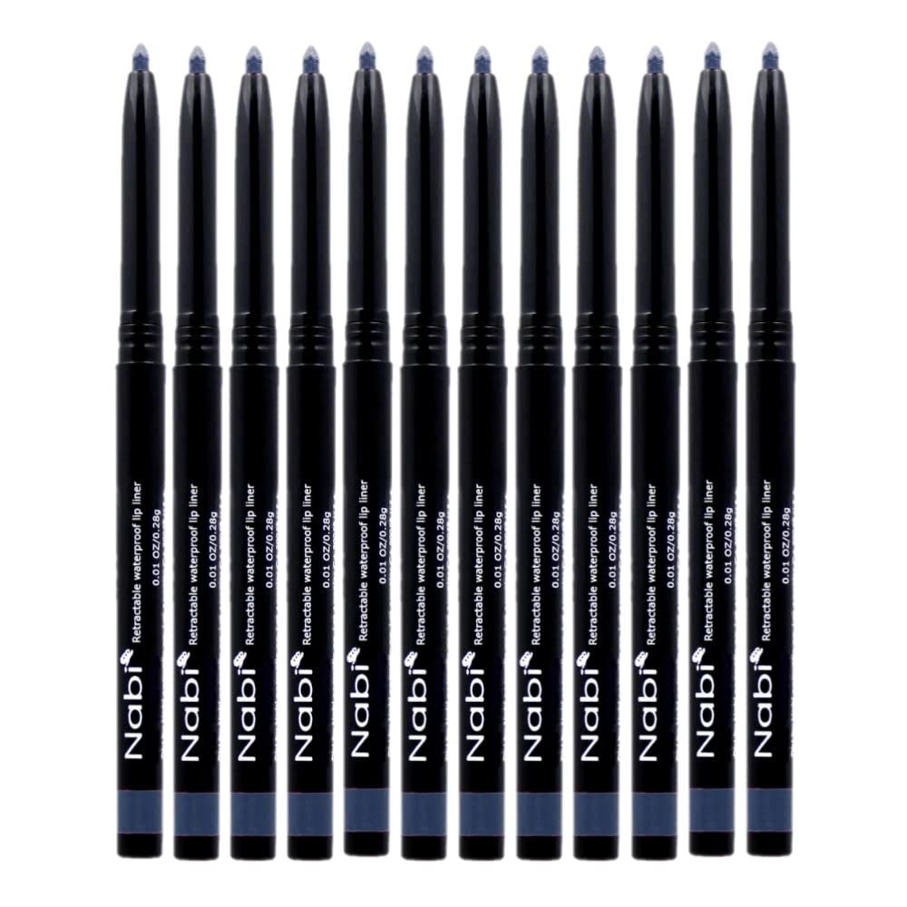 Beauty Spot (12pcs) Nabi Retractable Waterproof Eyeliner Pencil - Long Lasting Fade Resistant Formula - Quick Makeup Remover (Navy Blue)