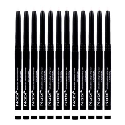 Beauty Spot (12pcs) Nabi Retractable Waterproof Eyeliner Pencil - Long Lasting Fade Resistant Formula - Quick Makeup Remover (White)
