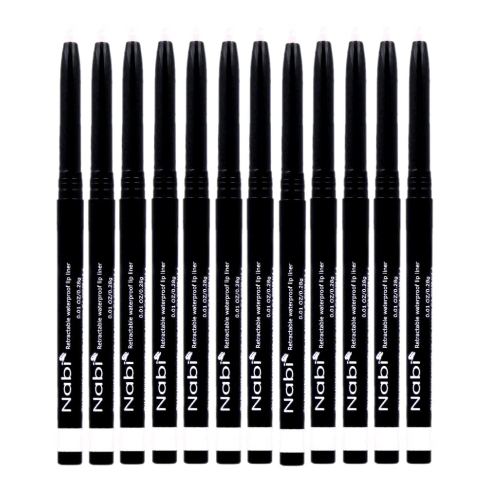 Beauty Spot (12pcs) Nabi Retractable Waterproof Eyeliner Pencil - Long Lasting Fade Resistant Formula - Quick Makeup Remover (White)