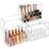 Foraineam 3 Pack Lipstick Holder Organizer with Lid, 18 Spaces Clear Acrylic Lipstick Display Stand Container, Dust-proof Beauty Makeup Storage Case for Cosmetic Dresser Vanity Cabinet Display view 1